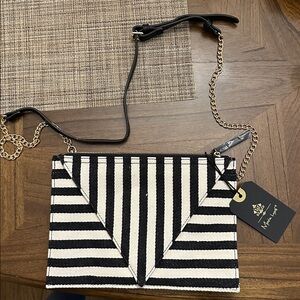 Moda Luxe Black and White Striped Bag